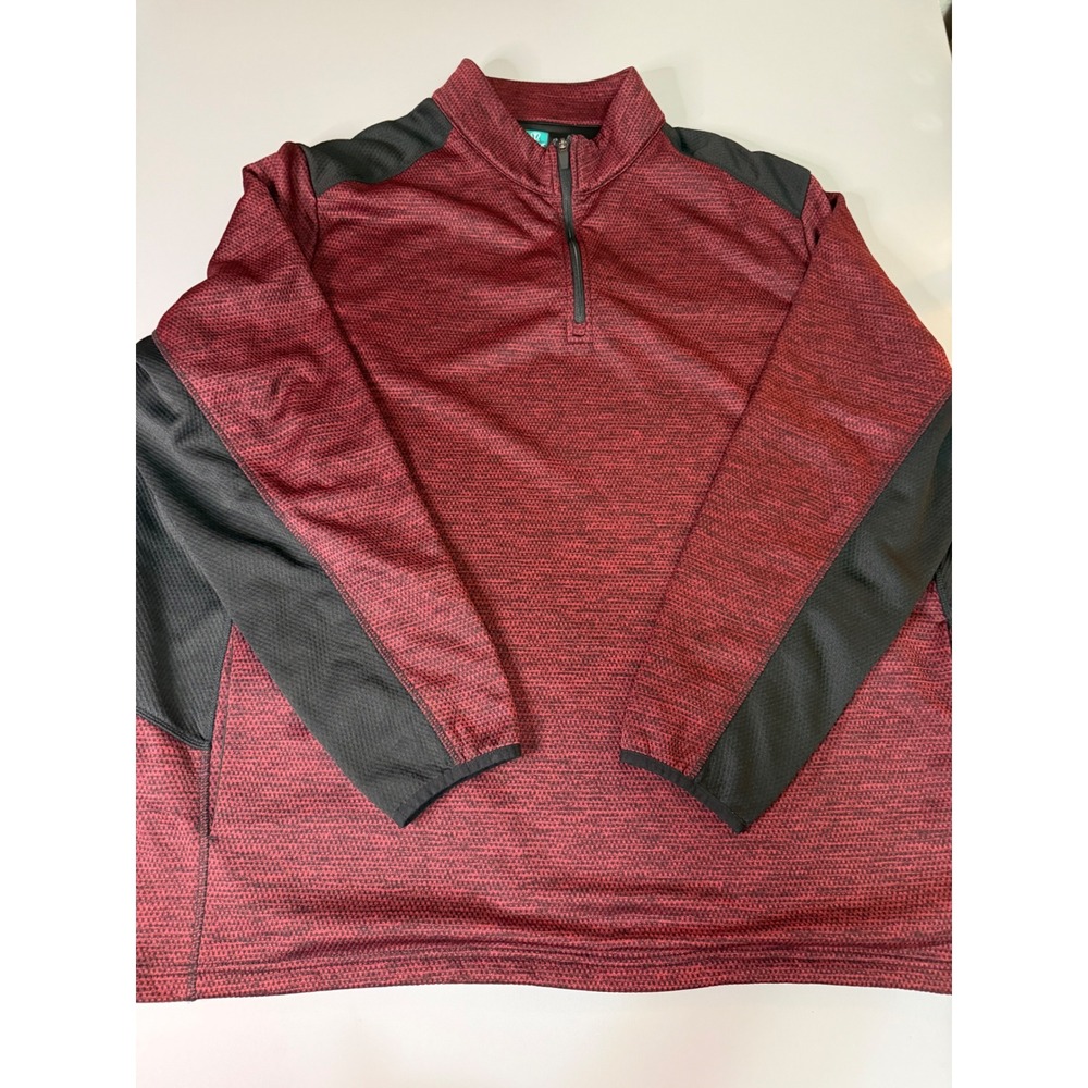 Pro Tour Mens 3XLT Burgundy Black Space Dye Quarter Zip Pullover Golf Shirt